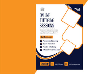 Online Tutoring Business Flyer For Vector Template.