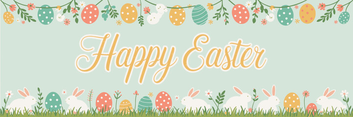 Easter poster, Easter banner, banner, Easter clipart, happy Easter, Easter 2025, 2025, Easter celebration, easter sublimation, easter card, easter, bunny, rabbit, egg, card, spring, cartoon, holiday, 