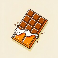 Delicious Chocolate Bar with Melted Chocolate Dripping Downside