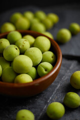Close up Green plum