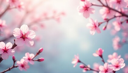 Fototapeta premium Delicate pink sakura blossoms, intricate branches, soft pastel background, illustration, cherry blossom pattern