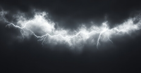 Dark sky illuminated by bright lightning during a thunderstorm
