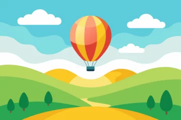 Gardinen landscape with hot air balloon © Falguni