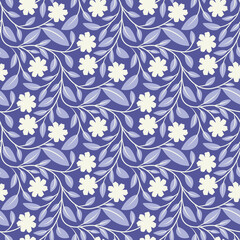 Fototapeta premium Seamless Floral Pattern with Daisies and Leaves – Elegant Botanical Background for Fabric & Wallpaper