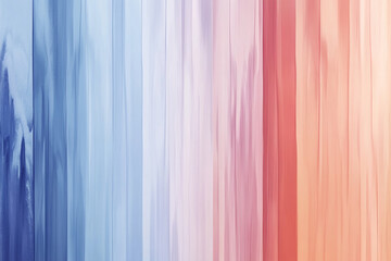 Fototapeta premium Abstract image with vertical, pastel color stripes, transitioning smoothly from cool blues to warm corals, creating a calming and serene atmosphere, ideal for design backgrounds