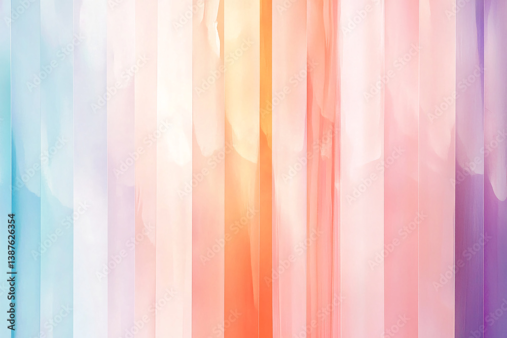 Poster Abstract image of vertical pastel color stripes, creating a soft and smooth gradient effect, showcasing a serene and calming mood, ideal for background or design element