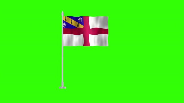 Flag of Hern, Pole flag of Hern on Green screen chroma key, Hern 3D Animation flag waving in the wind isolated on Green Background. 
