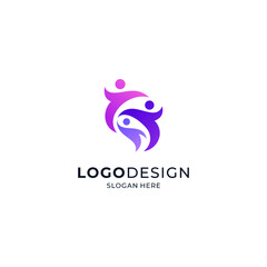 A group of children playing with colorful gradient designs for logos of kindergartens, orphanages, charities, and social organizations.