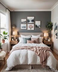 Fototapeta premium Wonderfully Comfortable and Good-Surrounded Bedroom
