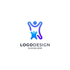 a father and his child for a logo for children's education, orphanages, social services, and childcare