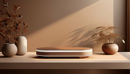 Minimalist Product Display in Earth Tones suitable for multimedia project