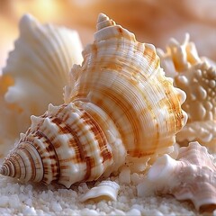 Obraz premium Seashells on Sandy Beach (1)