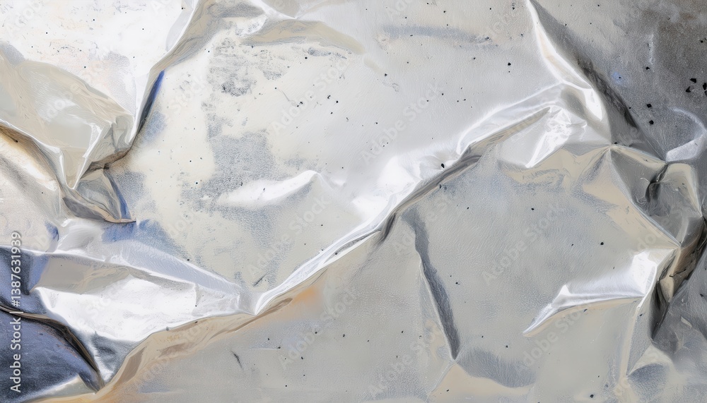 Aufkleber crumpled metallic foil texture with reflective abstract folds for digital background, design layers,