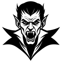 Fototapeta premium Vampire Face Vector | Printable Halloween Horror Art | Scary Vampire SVG Design