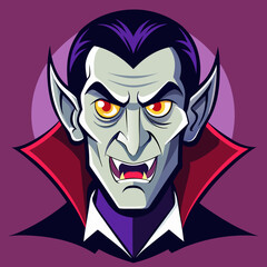 Obraz premium Vampire Face Vector | Printable Halloween Horror Art | Scary Vampire SVG Design