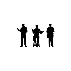 Set of male teacher with book silhouette vector 