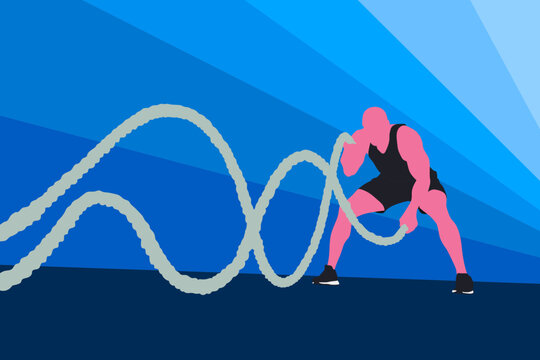 A man waving battle ropes