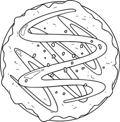 Okonomiyaki Street Food Hand Drawn Illustration
