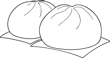 Nikuman Street Food Hand Drawn Illustration