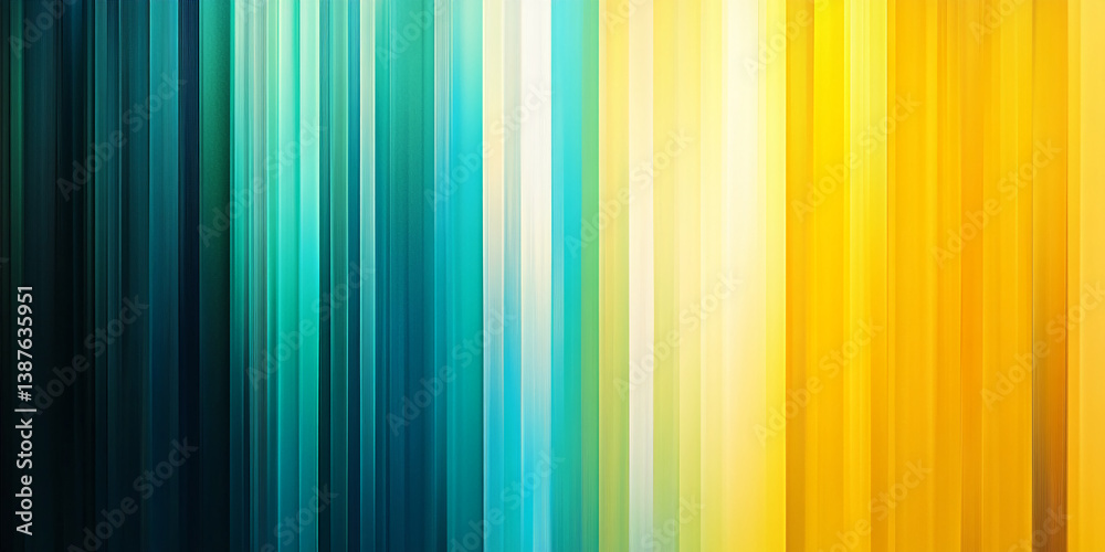 Poster Abstract image of vertical, multicolored stripes ranging from dark teal to bright yellow, creating a vibrant and dynamic visual effect, suitable for a website banner or background