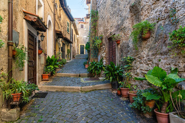 Fototapeta premium Scenic sight on a sunny afternoon in the village of Torrita Tiberina, Provicnce of Rome, Lazio, Italy.