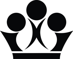Fototapeta premium Modern Black Crown Logo Icon – Minimal Royal Symbol Vector Design