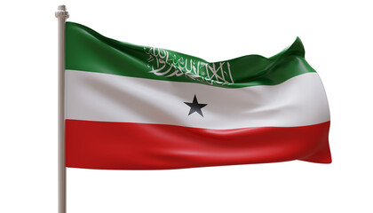 Naklejka premium Somaliland flag waving isolated on white transparent. Republic of Somaliland is an unrecognised country in the Horn of Africa
