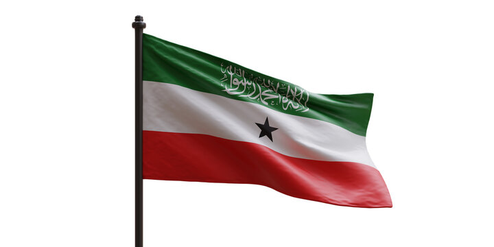 Somaliland flag waving isolated on white transparent.  Republic of Somaliland is an unrecognised country in the Horn of Africa