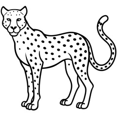 Graceful Cheetah Outline Sketch