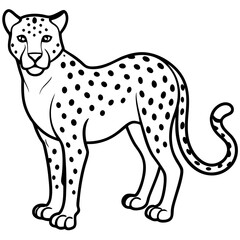 Graceful Cheetah Outline Sketch