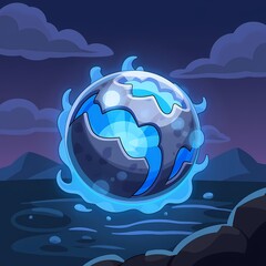 Obraz premium Ethereal Shadow Steel Orb amidst Twilight Isles