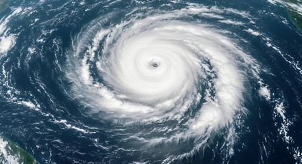 Aerial View of a Powerful Hurricane over the Ocean