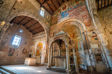 Interior sight in the beautiful and ancient Church of Santa Maria Maggiore in Tuscania. Province of...