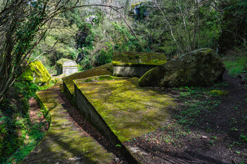The ancient aqueduct of Viterbo in the Arcionello Valley. Lazio region, Italy.