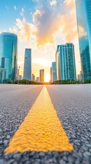 Sunset cityscape road view