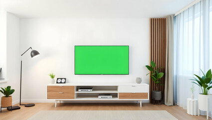 Modern Living Room with Smart TV mockup