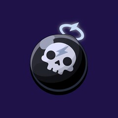 Ethereal Skull Icon in Monochrome on Purple Background