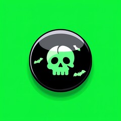 Fototapeta premium Glowing Skull Icon: A Neon Perspective with BatsFlying