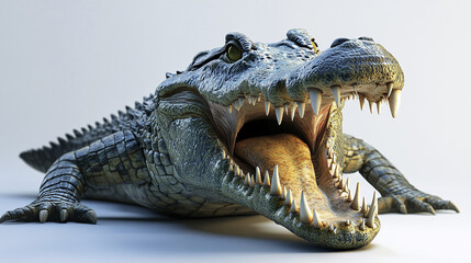 Fototapeta premium crocodile with its mouth wide open, sharp teeth visible