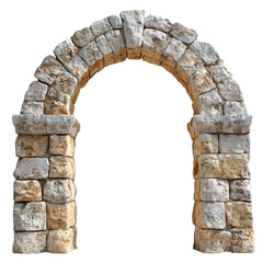 Ancient Stone Archway Emerging From a Pure White Backdrop, on the transparent Background. PNG Format