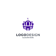 mosque building for religious logos, Ramadan and Islamic holidays