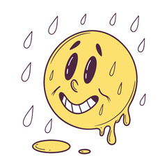 Melting Smiley Face Icons with Tongue Out Drip Style Vector Set .