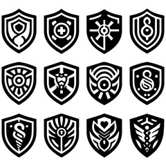 Artistic shield silhouette of stylish unique creative design ideas