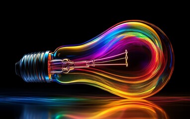 Glowing lightbulb, idea, innovation, energy, inspiration.
