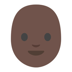 Neutral Face Cartoon Style Clipart Illustration | Minimalistic Dark Brown Face Isolated on White Background