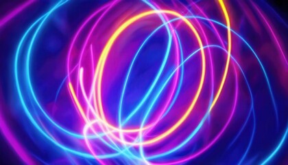  glowing neon spiral loop on dark abstract background for tech art, music visuals, digital decor, or sci-fi design projects