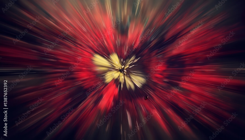 Aufkleber abstract explosion of red and yellow color burst with radial motion lines, perfect for dynamic digit