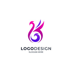 purple peacock for beauty logos, facials, skincare or yoga