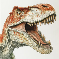 Obraz premium Ferocious Allosaurus with open mouth on white background