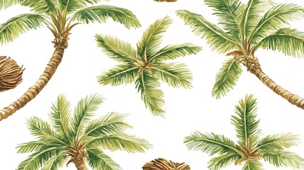 Tropical Palm Tree Seamless Pattern.
